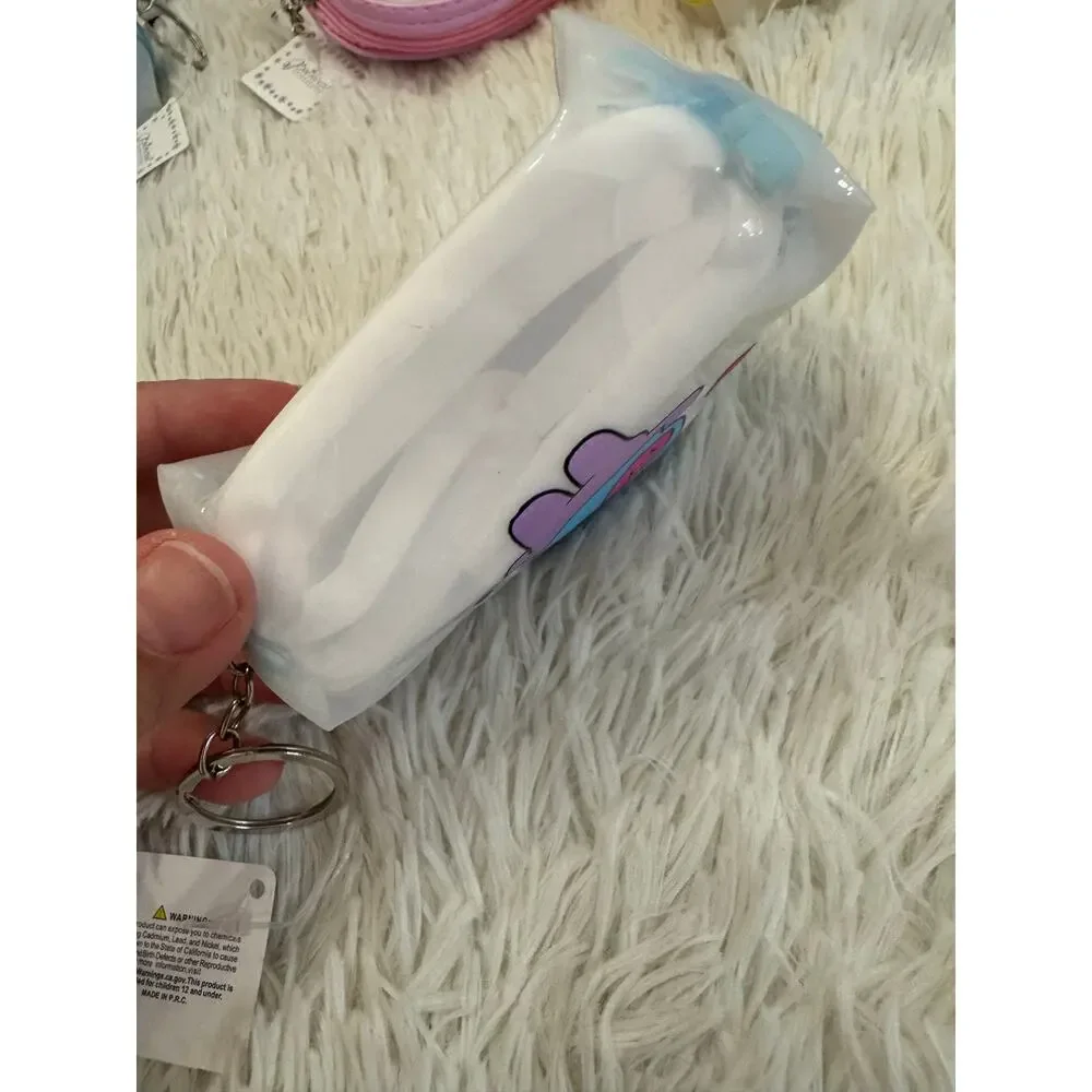 BTS Mang J-Hope coin purse blue pouch keychain Blue a heart-shaped face